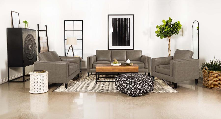Locke Upholstered Track Arms Loveseat Vintage Brown