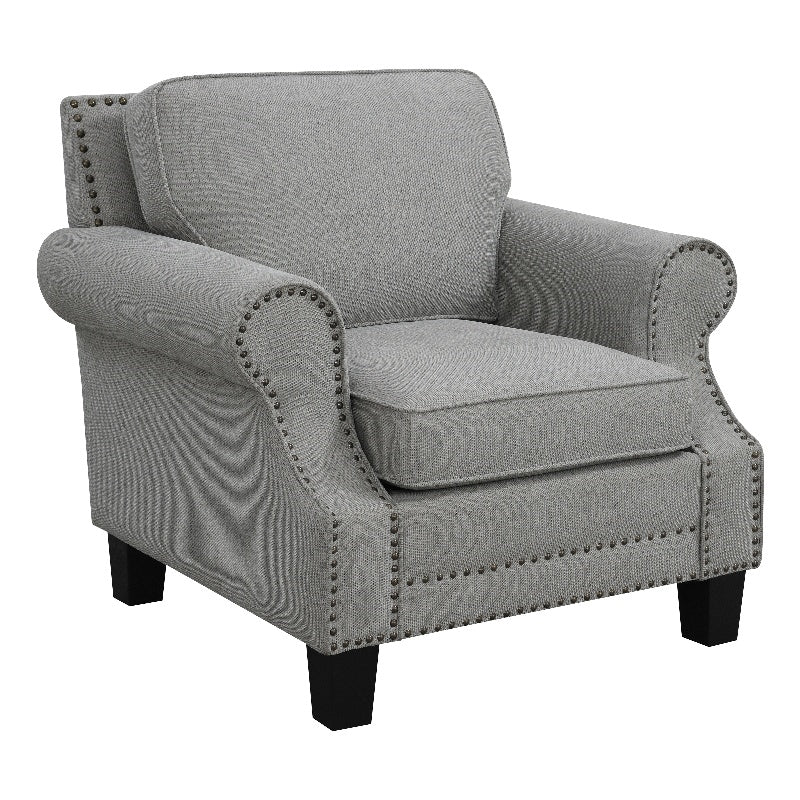 Sheldon Upholstered Chair with Rolled Arms Grey