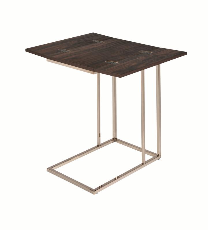 Expandable Top Accent Table Chestnut and Chrome