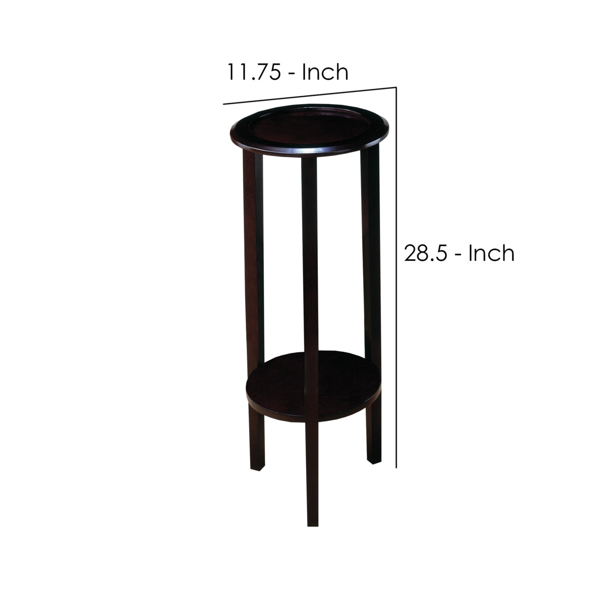 Round Accent Table with Bottom Shelf Espresso