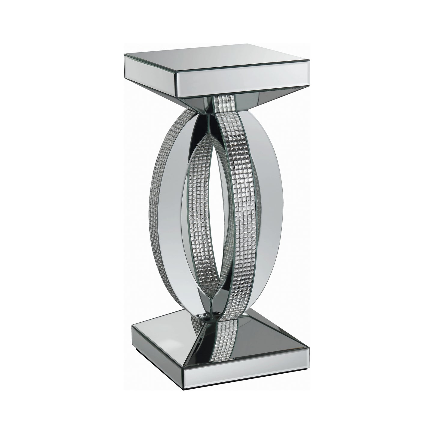 Avonlea Square End Table with Lower Shelf Clear Mirror