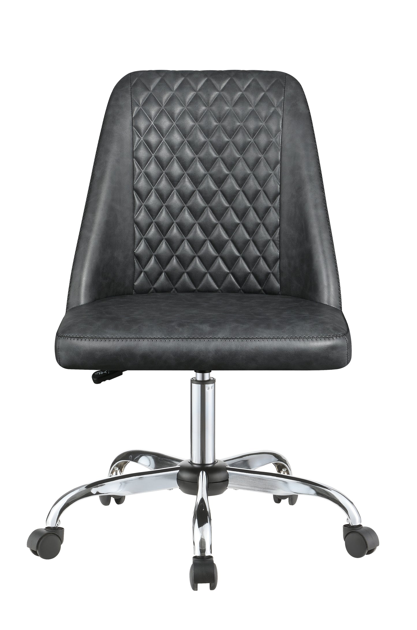 Upholstered Tufted Back Office Chair Grey and Chrome