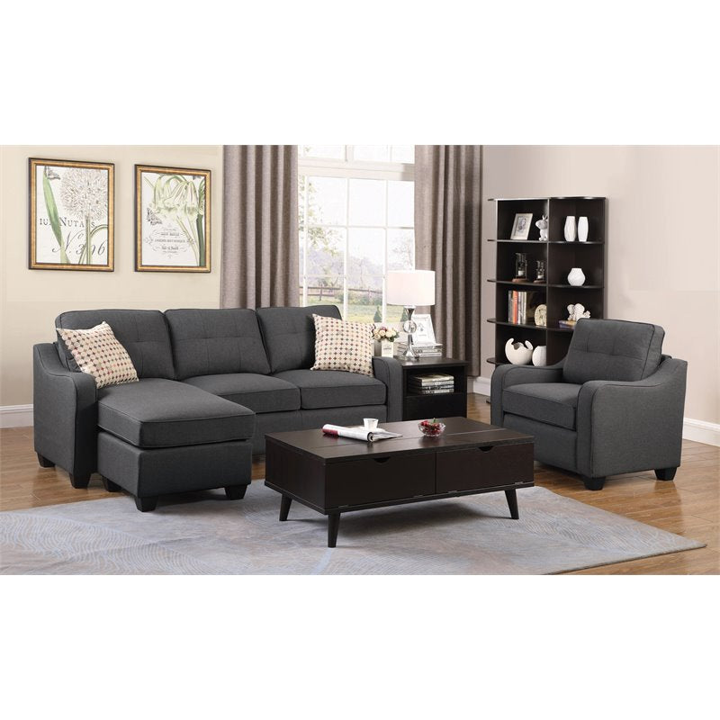 2-piece Upholstered Tufted Living Room Set Dark Grey