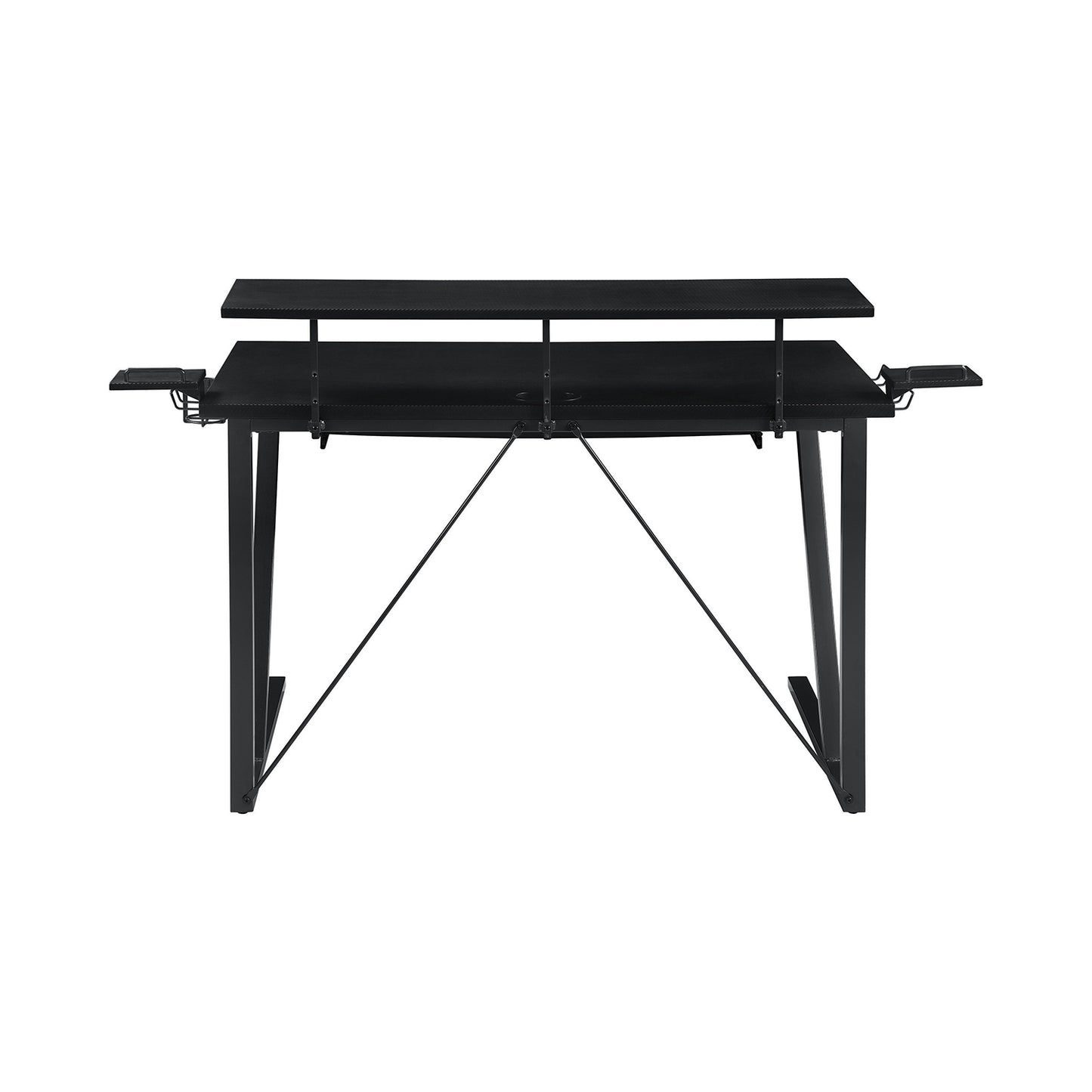 Tech Spec Gaming Desk with Cup Holder Gunmetal