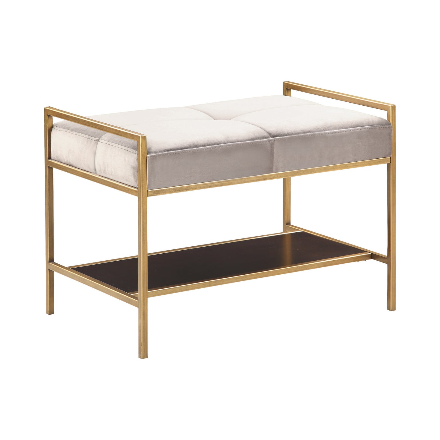 Upholstered Stool Warm Grey and Gold