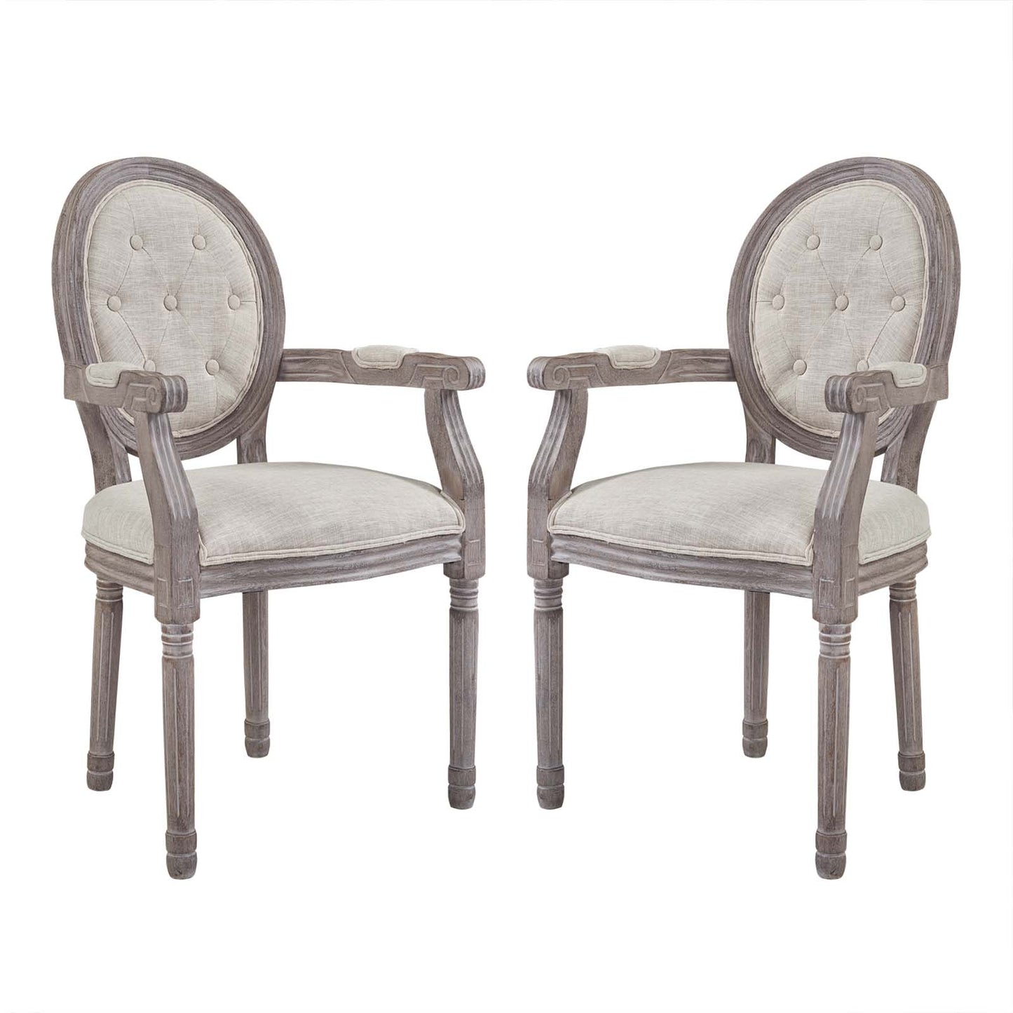 Arise Vintage French Upholstered Fabric Dining Armchair Set of 2