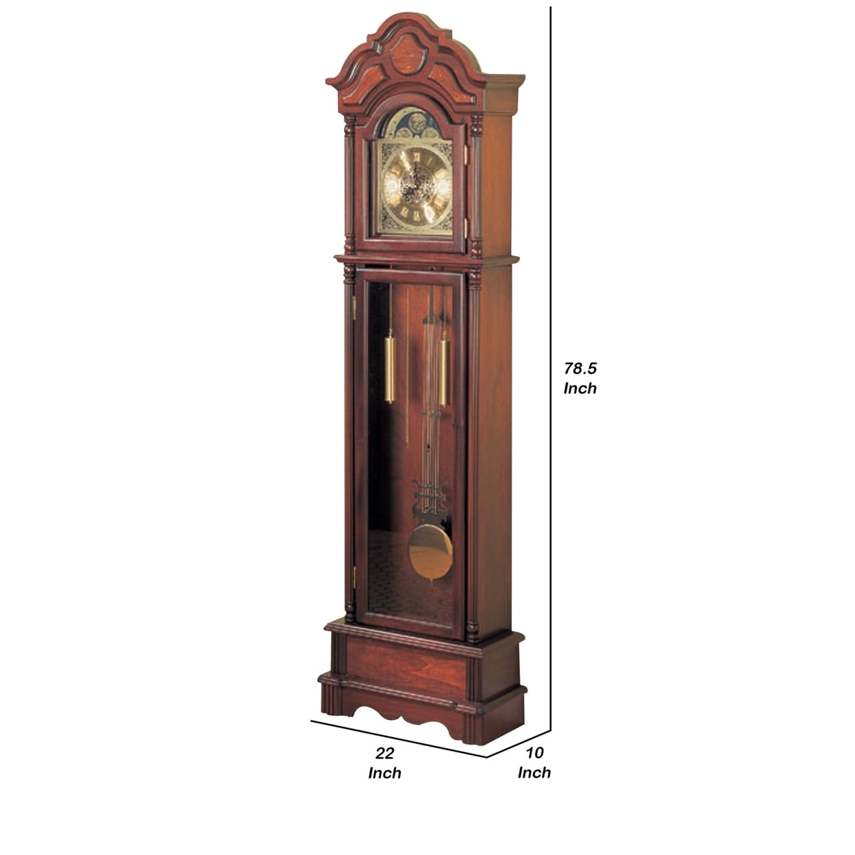 Grandfather Clock Brown Red and Clear