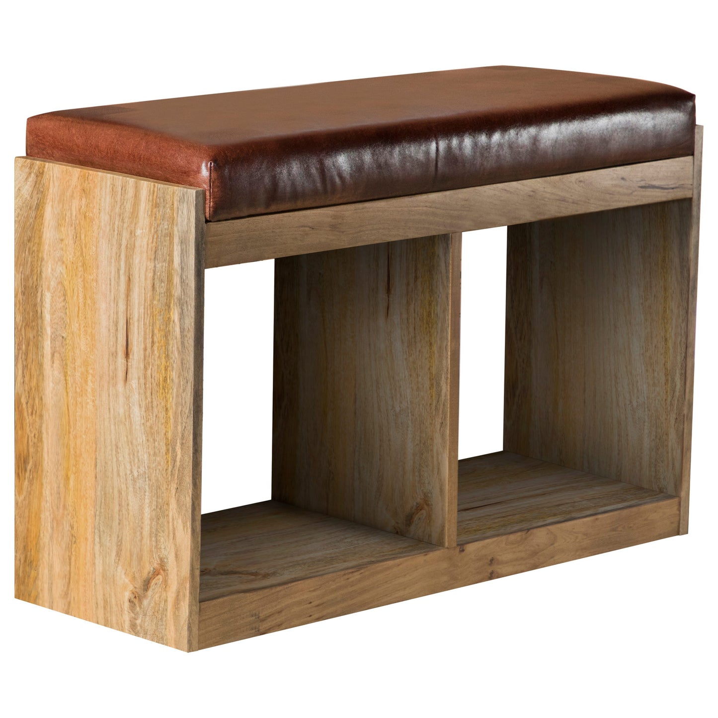 2-basket Upholstered Accent Bench Brown and Natural