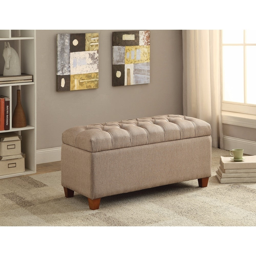 Tufted Storage Bench Taupe