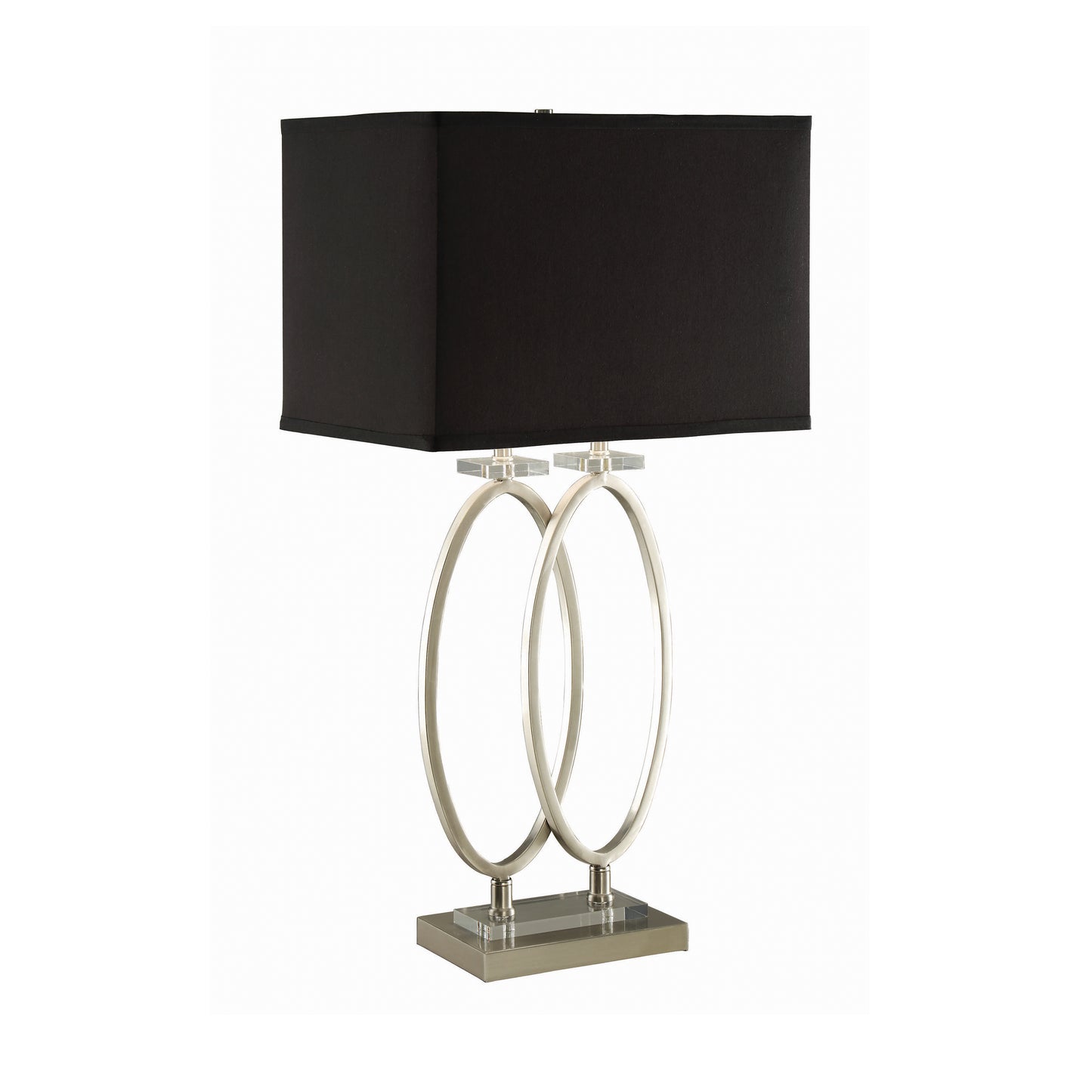 Rectangular Shade Table Lamp Black and Brushed Nickel