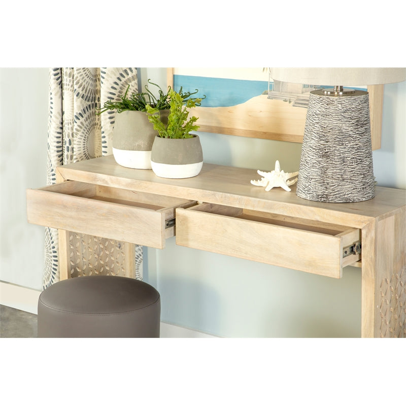 Rectangular 2-drawer Console Table White Washed