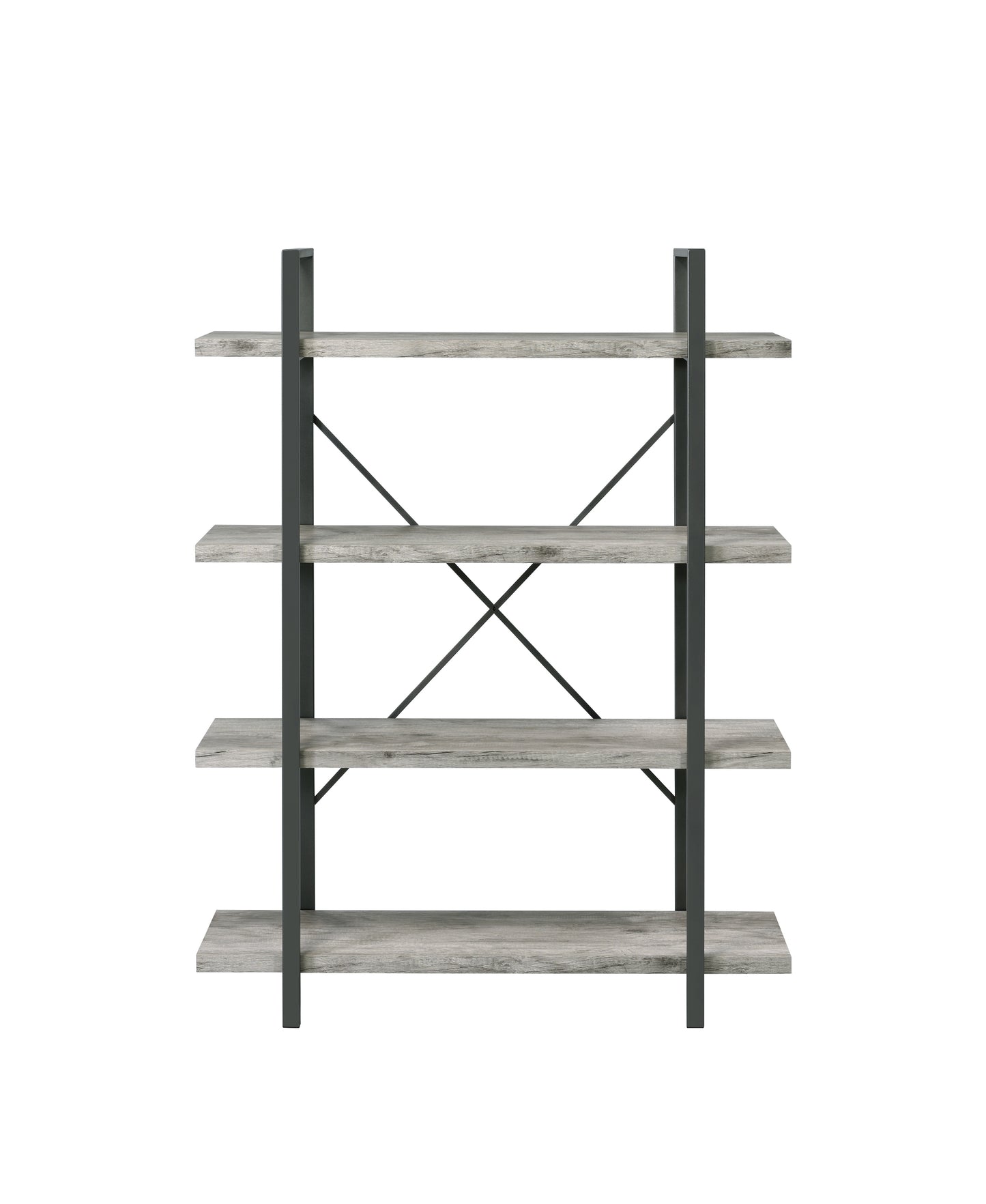 Cole 4-Shelf Bookcase Grey Driftwood and Gunmetal