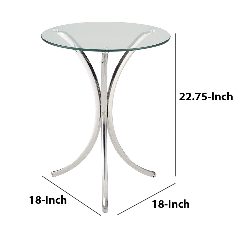 Round Accent Table with Curved Legs Chrome