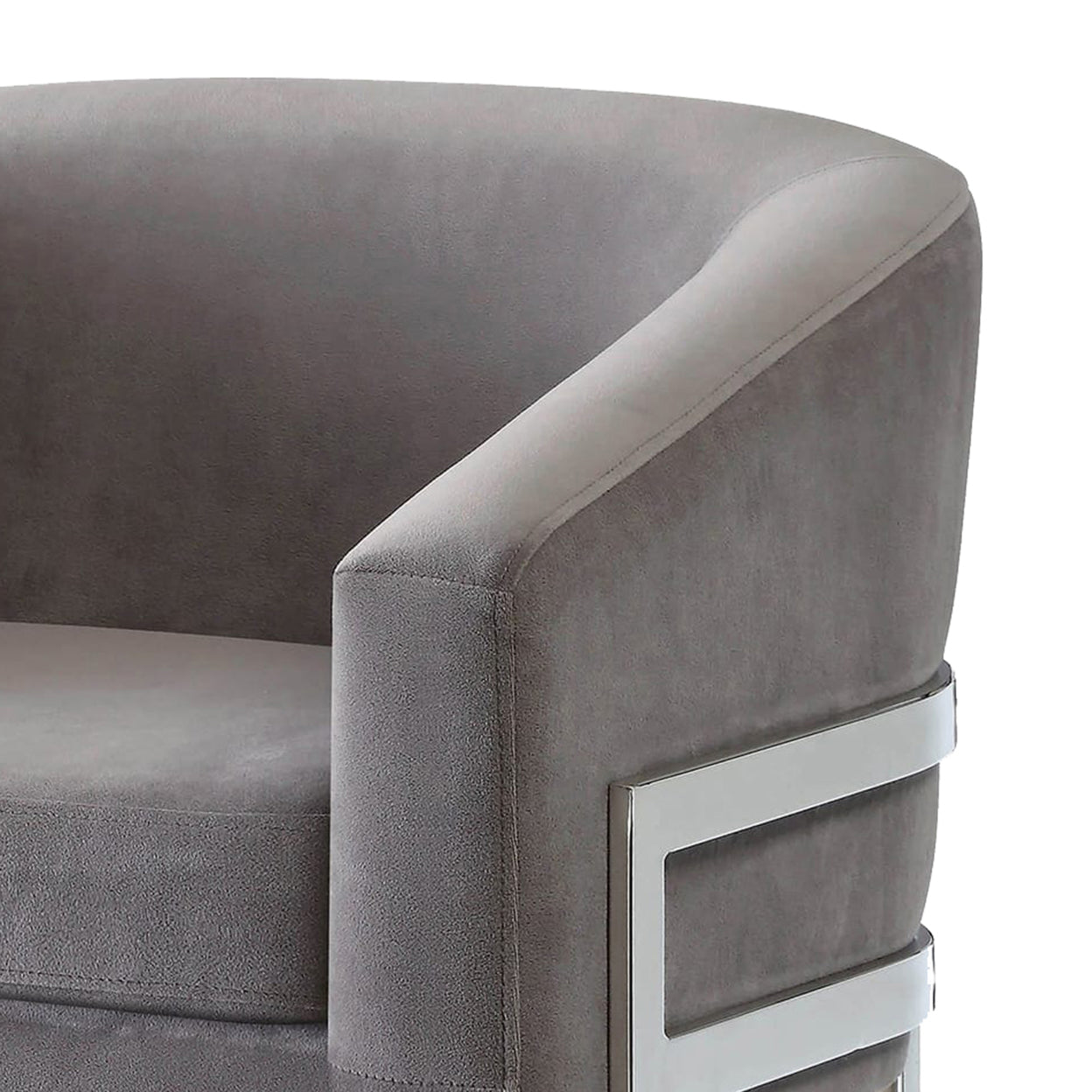 Barrel Back Accent Chair with Sloped Arm Grey