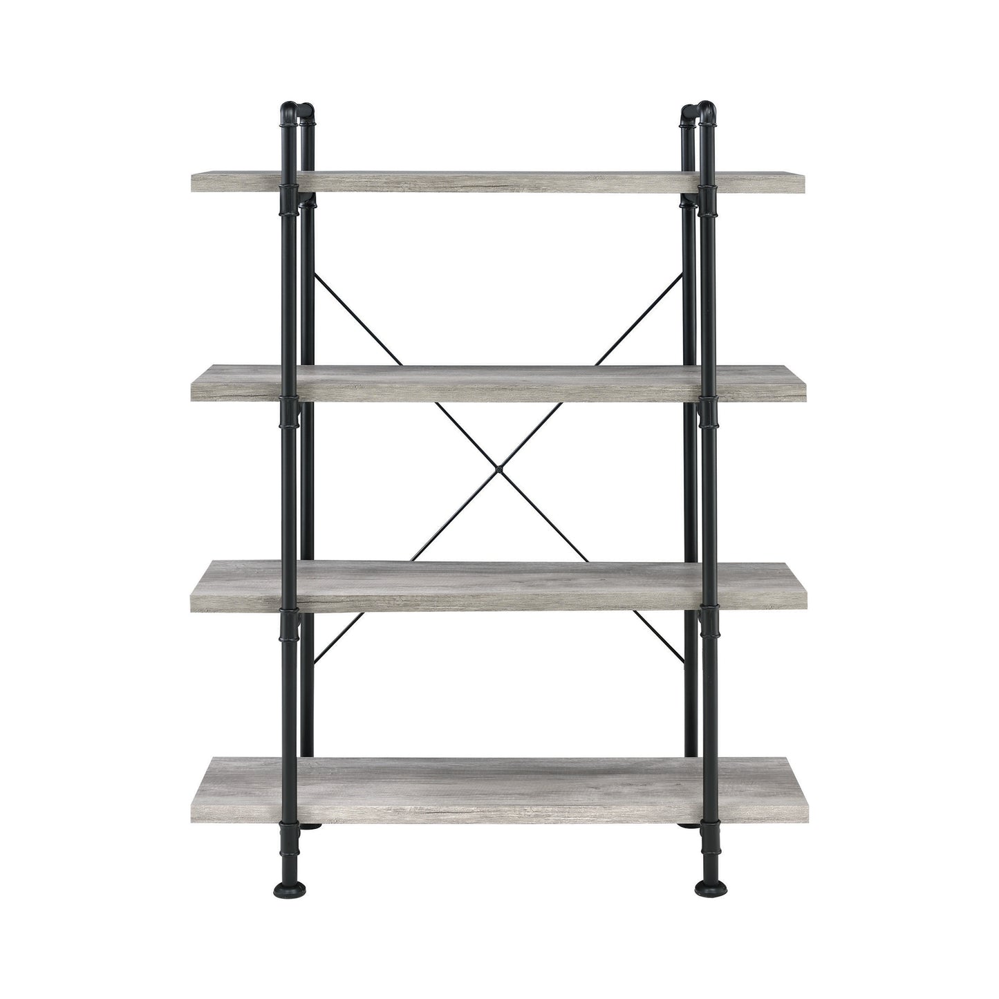 Delray 4-tier Open Shelving Bookcase Grey Driftwood and Black