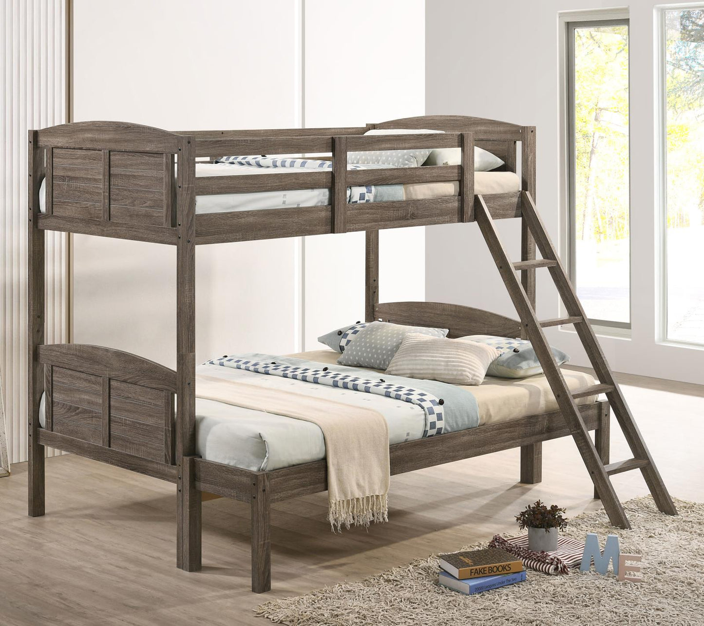 Flynn Twin over Full Bunk Bed Weathered Brown