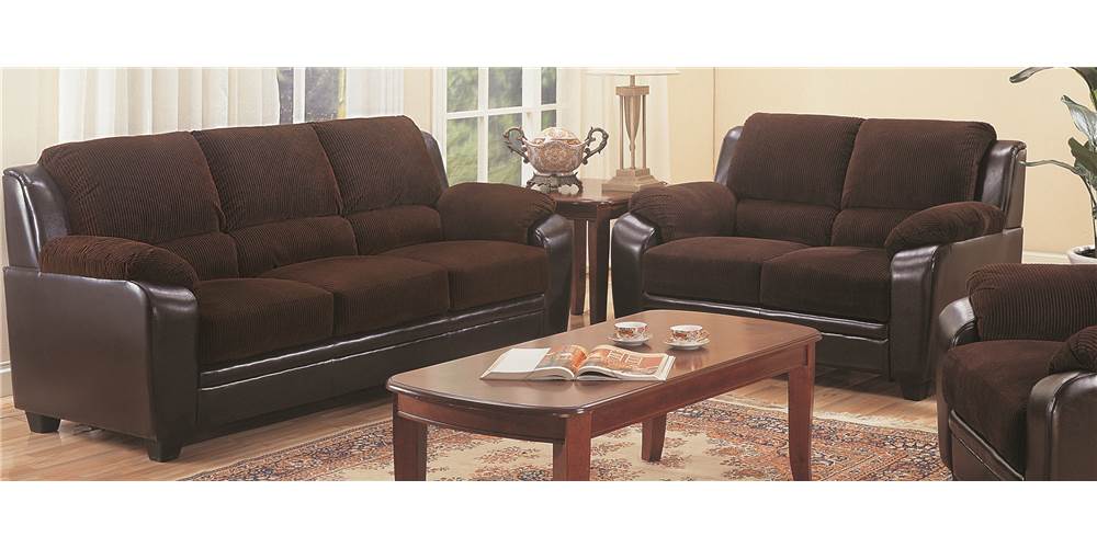 Monika Upholstered Living Room Set Brown