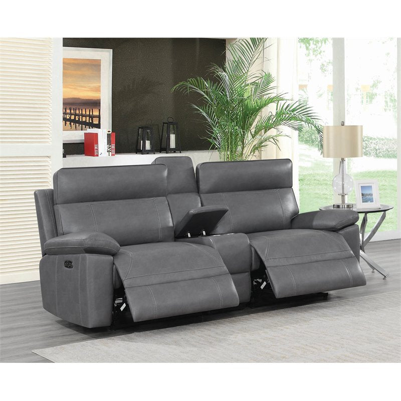 Albany Upholstered Power Reclining Seat and Power Headrest Loveseat with Console