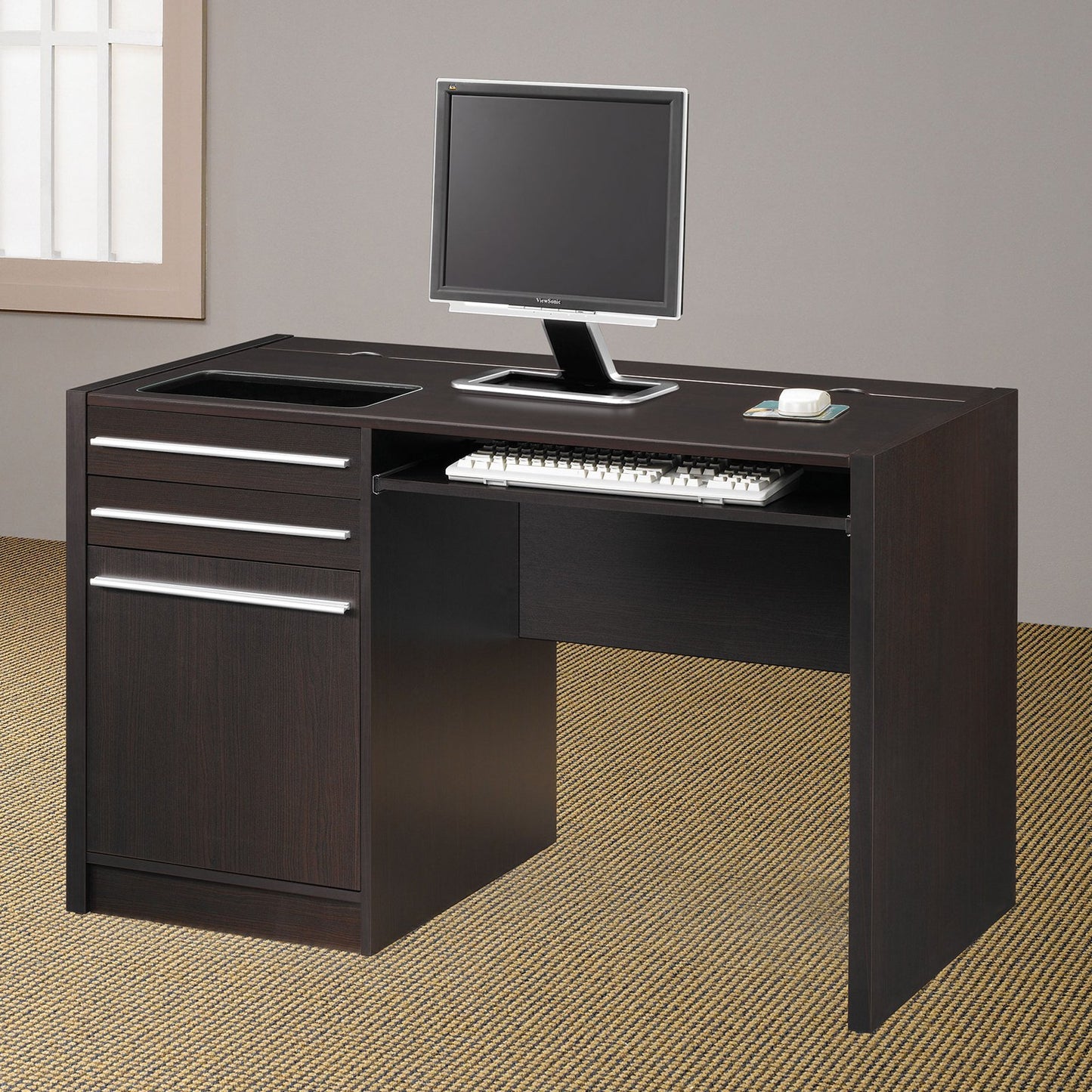 Halston Rectangular Connect-it Office Desk Cappuccino