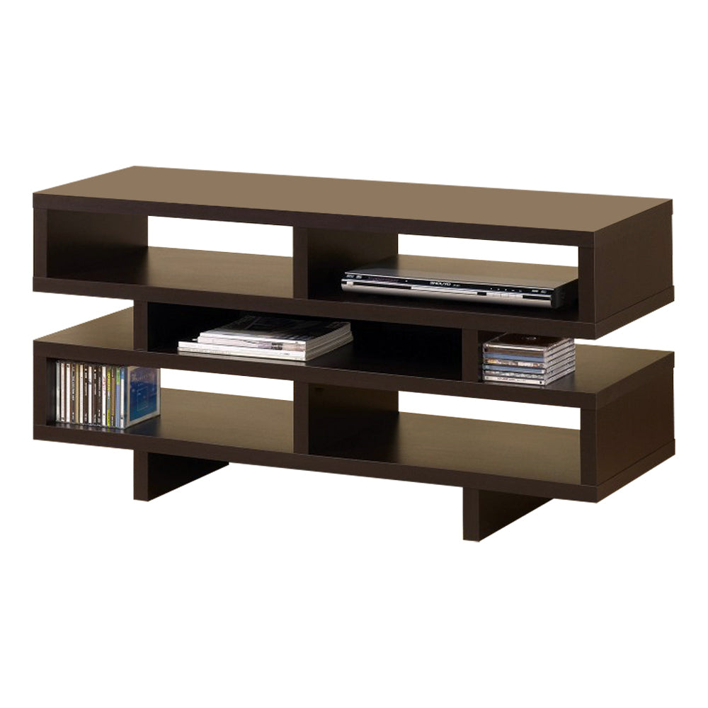 TV Console with 5 Open Compartments Cappuccino