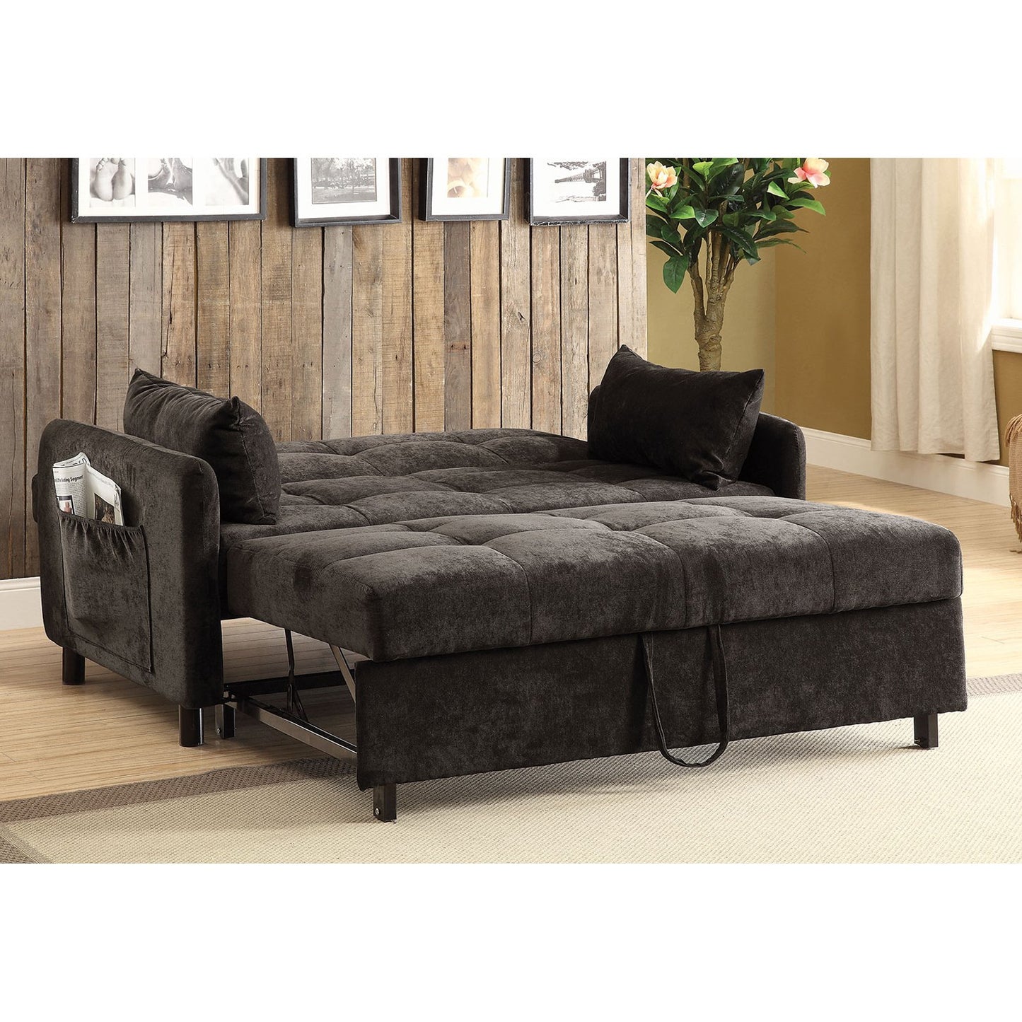 Underwood Tufted Sleeper Sofa Bed Charcoal