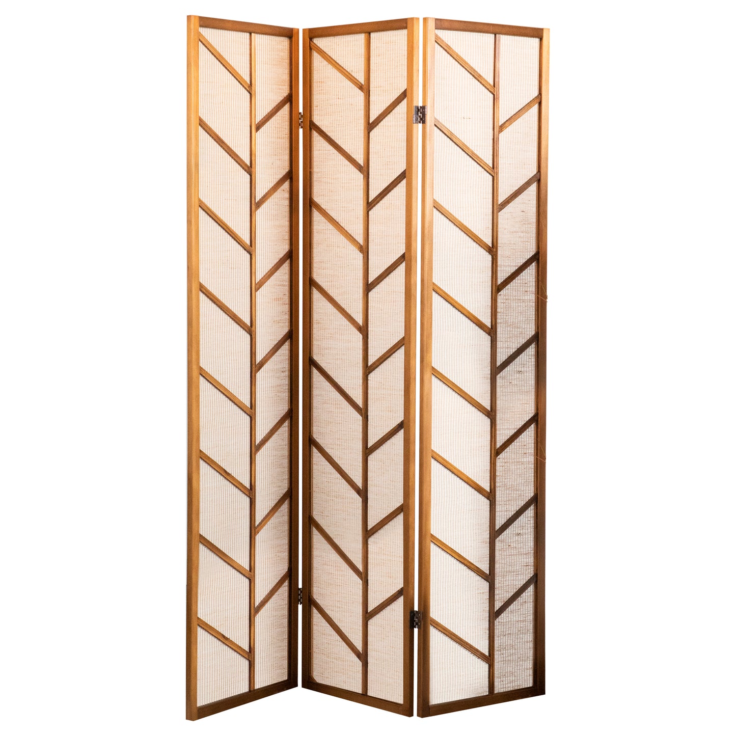 Foldable 3-Panel Screen Walnut and Linen