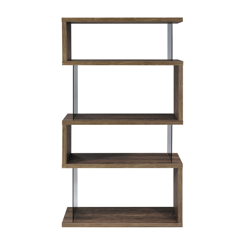 Emelle 4-shelf Bookcase with Glass Panels