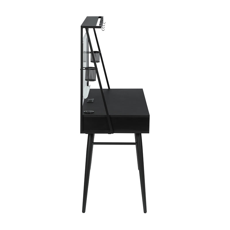 Jessie Writing Desk with USB Ports Black and Gunmetal