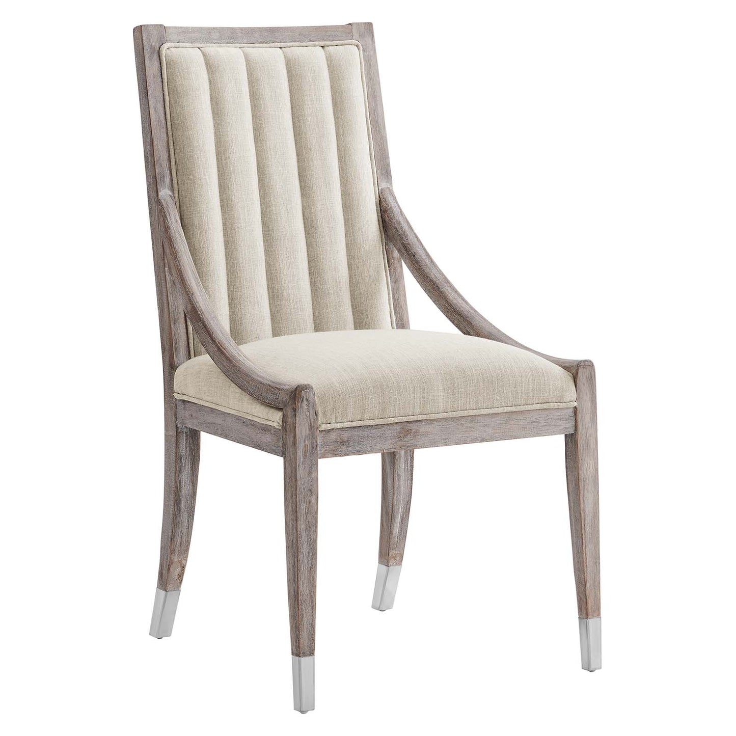 Maison French Vintage Tufted Fabric Dining Armchairs Set of 2