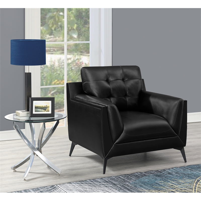 Moira Upholstered Tufted Chair with Track Arms Black