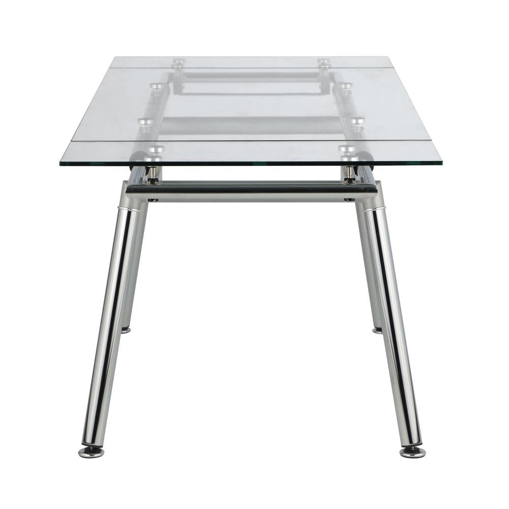 Sonnett Expandable Glass Top Dining Table Chrome and Clear