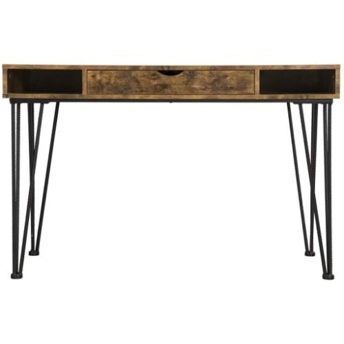Olvera 1-drawer Writing Desk Antique Nutmeg and Dark Bronze