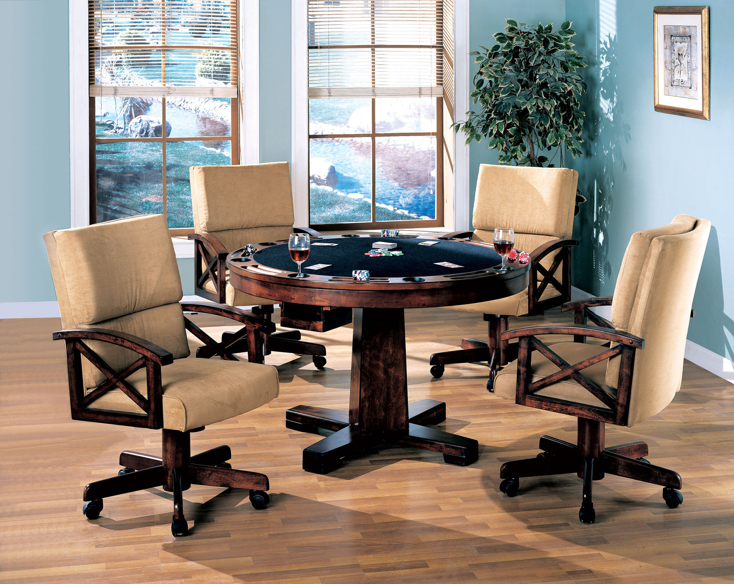 Marietta 5-piece Game Table Set Tobacco and Tan