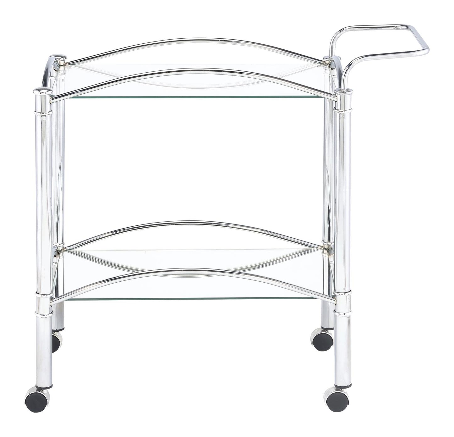 Shadix 2-tier Serving Cart with Glass Top Chrome and Clear