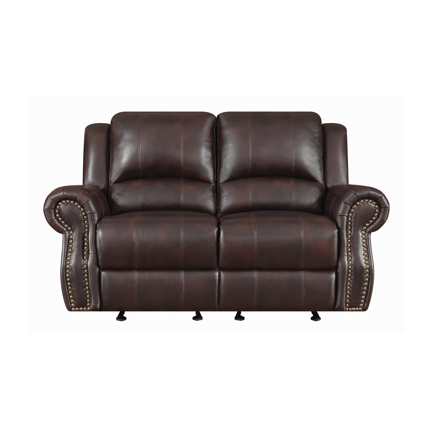 Sir Rawlinson Nailhead Trim Glider Loveseat Dark Brown