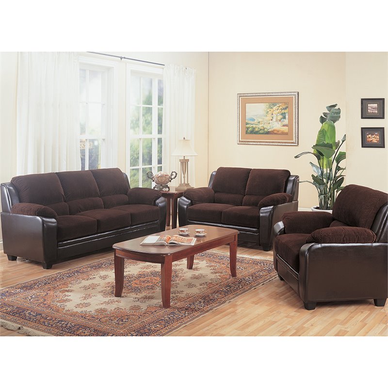 Monika Upholstered Stationary Loveseat Chocolate