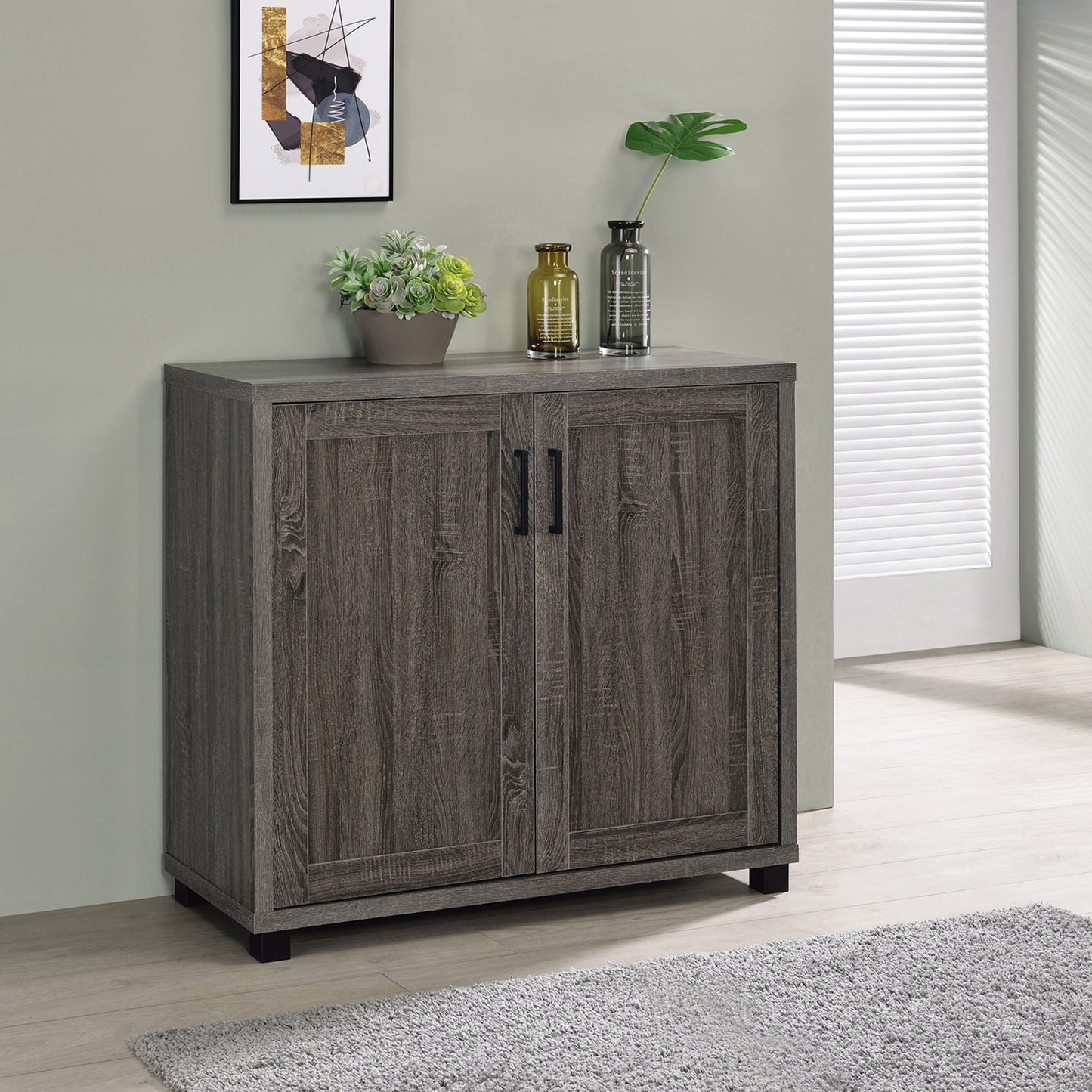 Wooden 2-door Accent Cabinet Weathered Grey