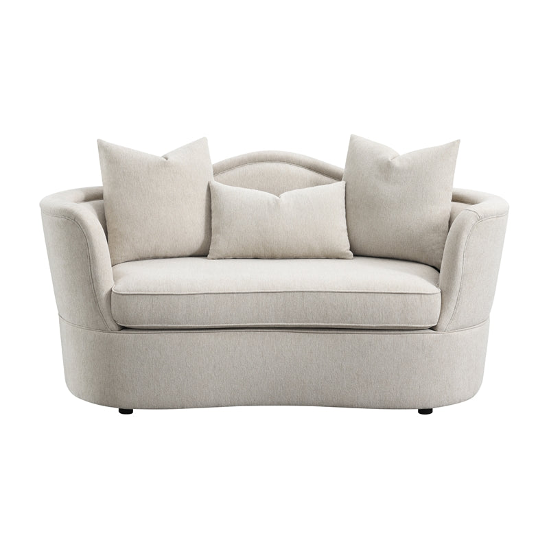 Kamilah Upholstered Loveseat with Camel Back Beige