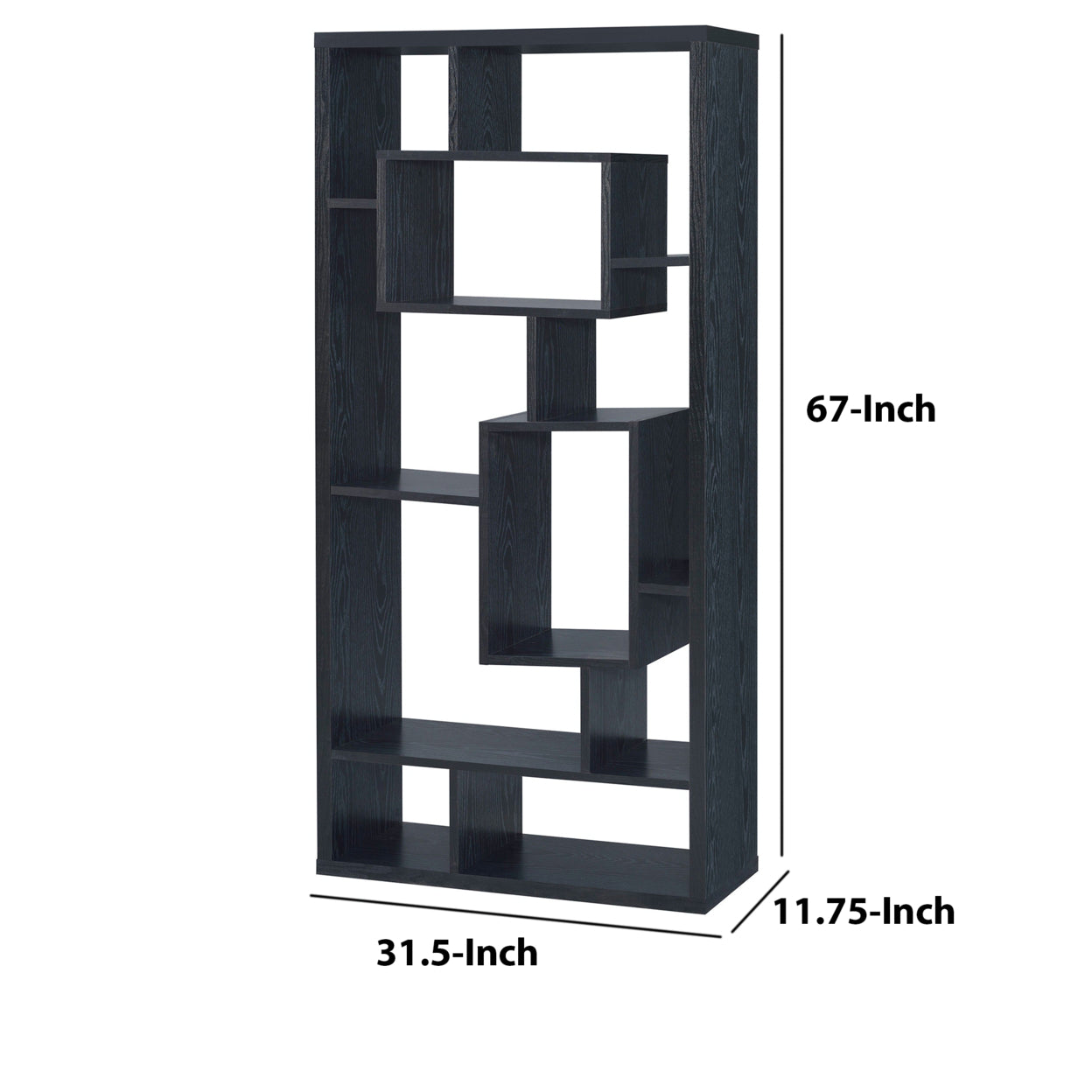 Linbrook 10-shelf Bookcase Black Oak