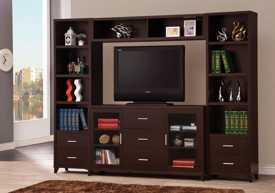 2-door TV Stand with Adjustable Shelves Cappuccino