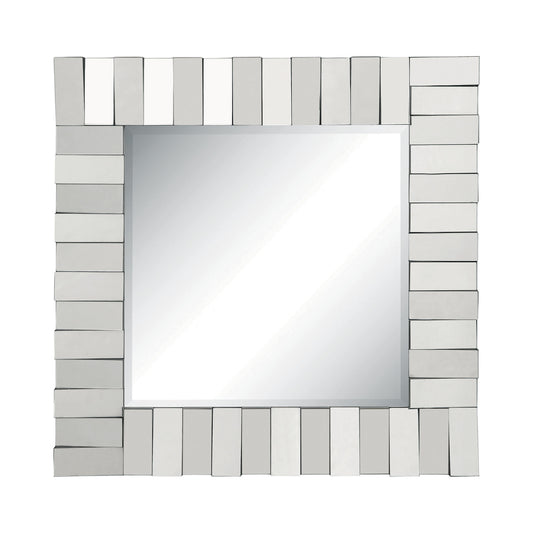 Square Wall Mirror with Layered Panel Silver