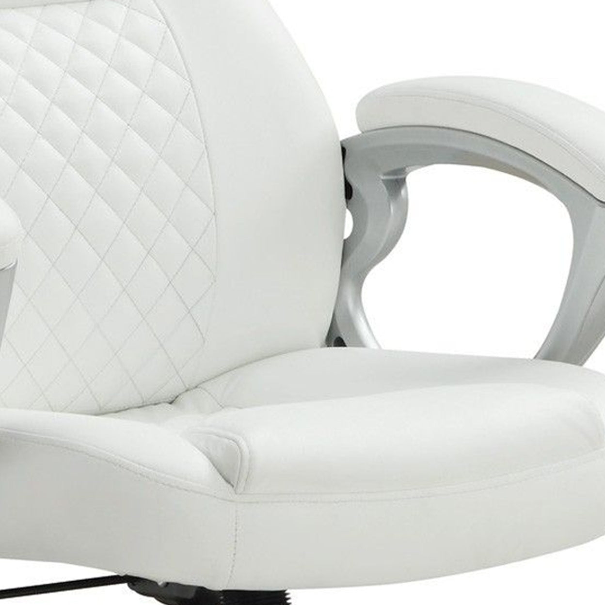 Adjustable Height Office Chair White and Silver