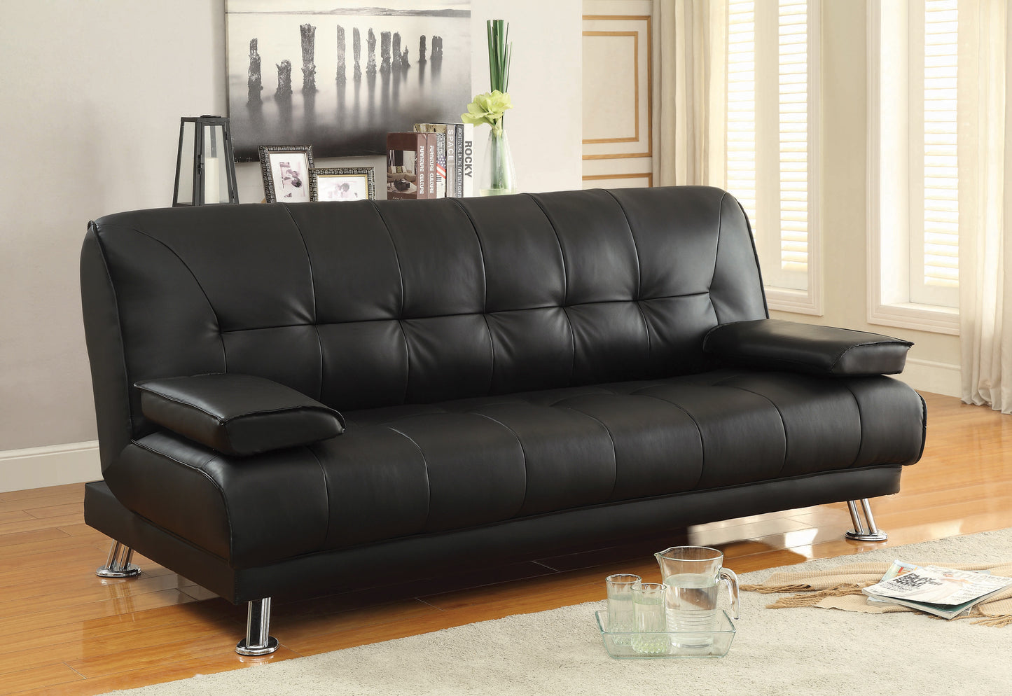 Pierre Tufted Upholstered Sofa Bed Black