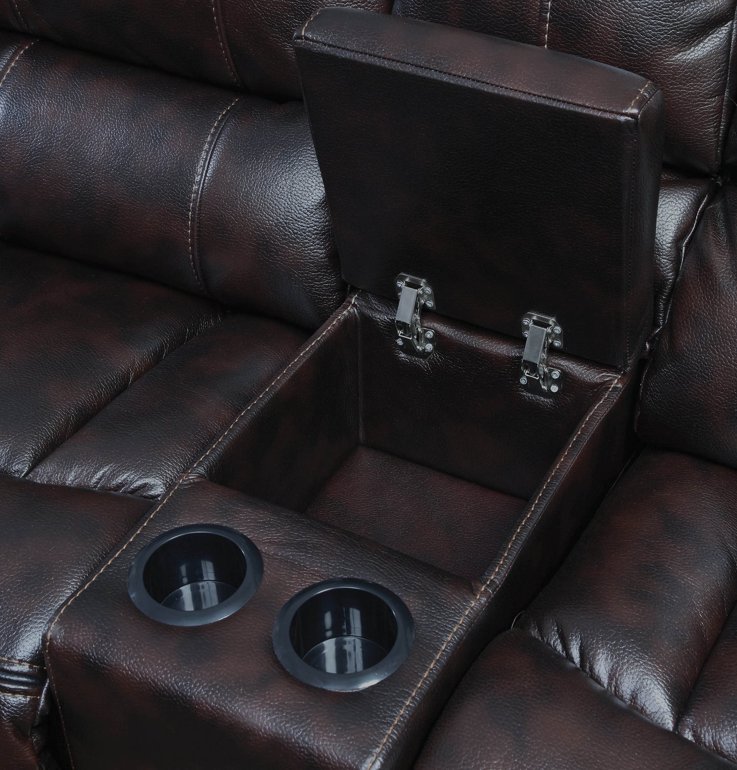 Willemse Motion Loveseat with Console Dark Brown