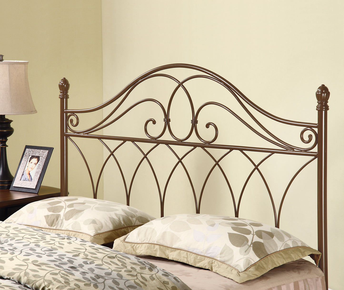 Zola Full/Queen Metal Scroll Headboard Brown