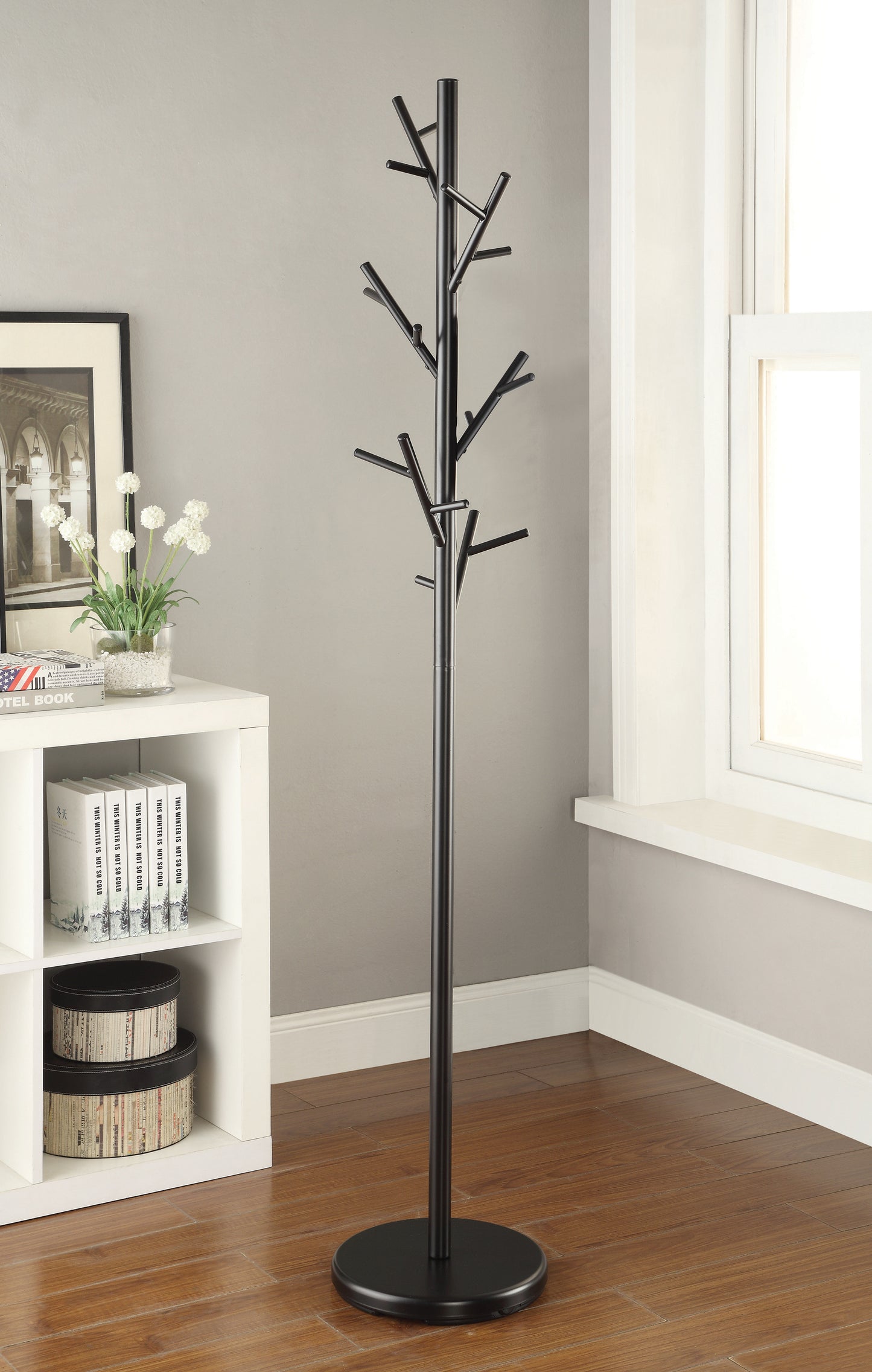 18-Hook Coat Rack Black