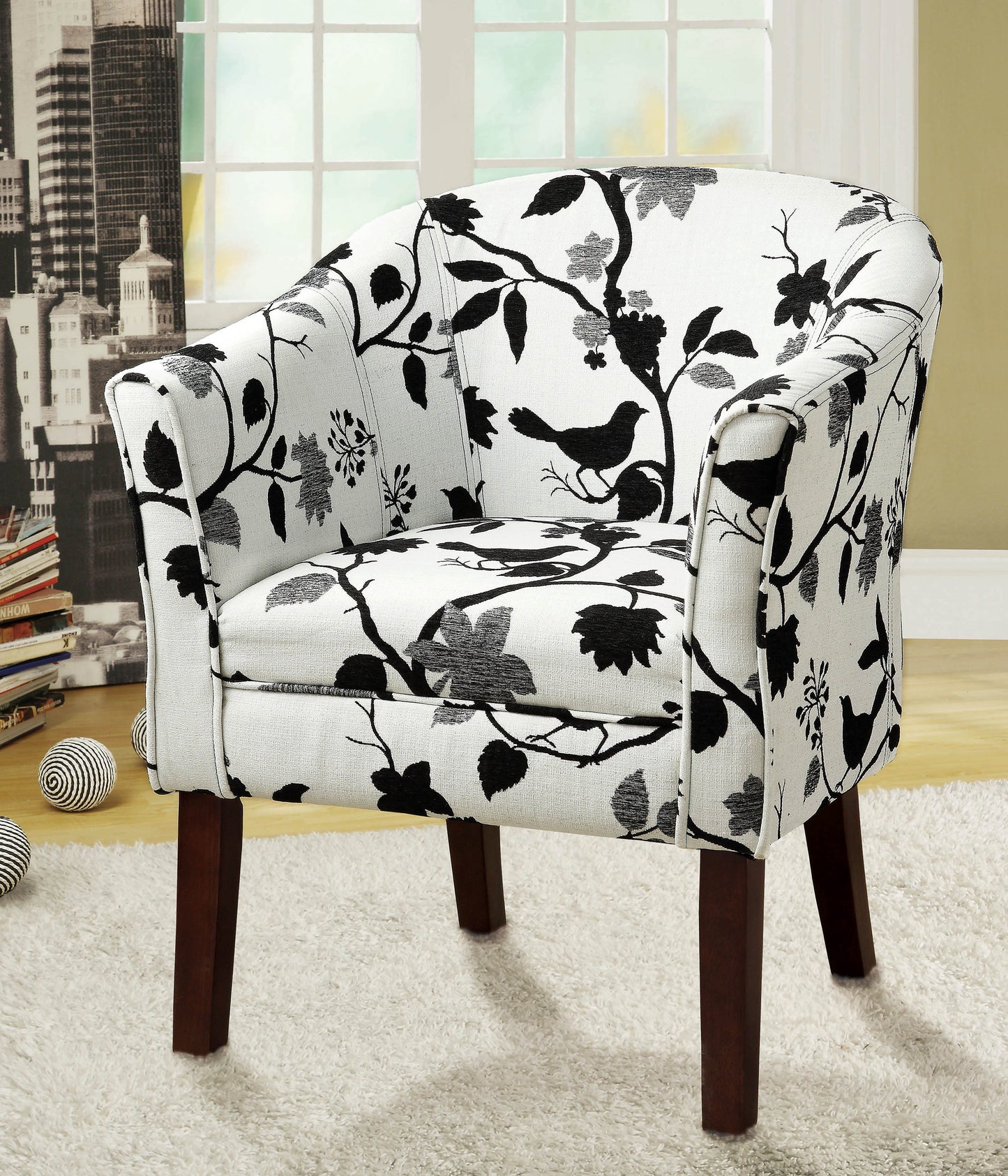 Upholstered Accent Chair Black and White