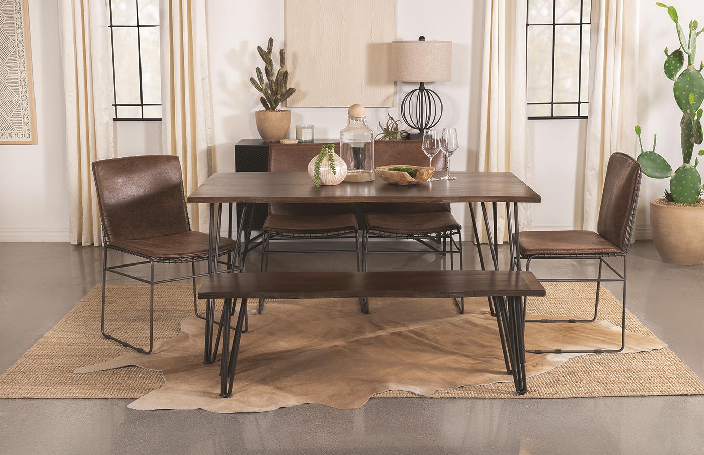Topeka 5-piece Dining Set Mango Cocoa and Gunmetal