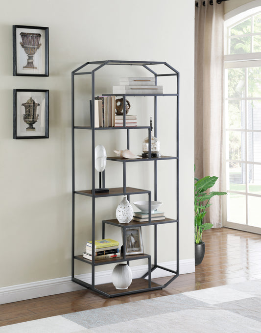 6-shelf Bookcase Rustic Brown and Dark Grey