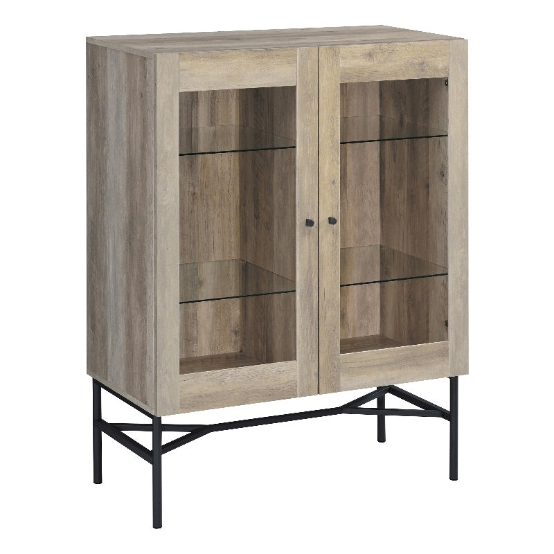 2-door Accent Cabinet with Glass Shelves